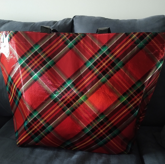 NWT PINK Plaid Reusable Tote - Picture 2 of 3